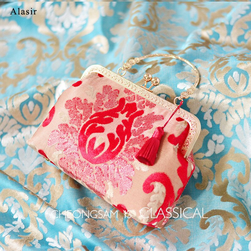 Alasir Chinese Style Jacquard Banquet Handbags Retro Women Handmade Bags Vintage Cheongsam Shoulder Bags