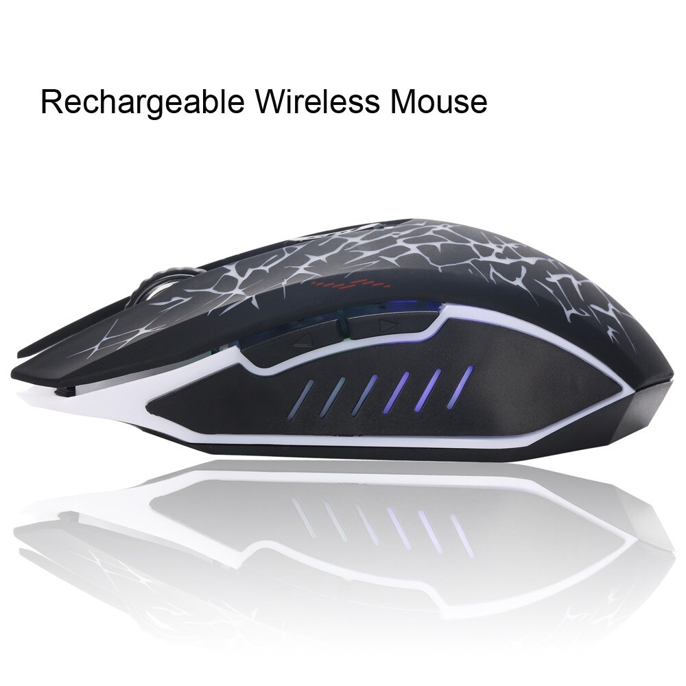Rechargeable Wireless Silent LED Backlit USB Optical Ergonomic Gaming Mouse Low Noise Desktop Office Entertainment Laptop Silent