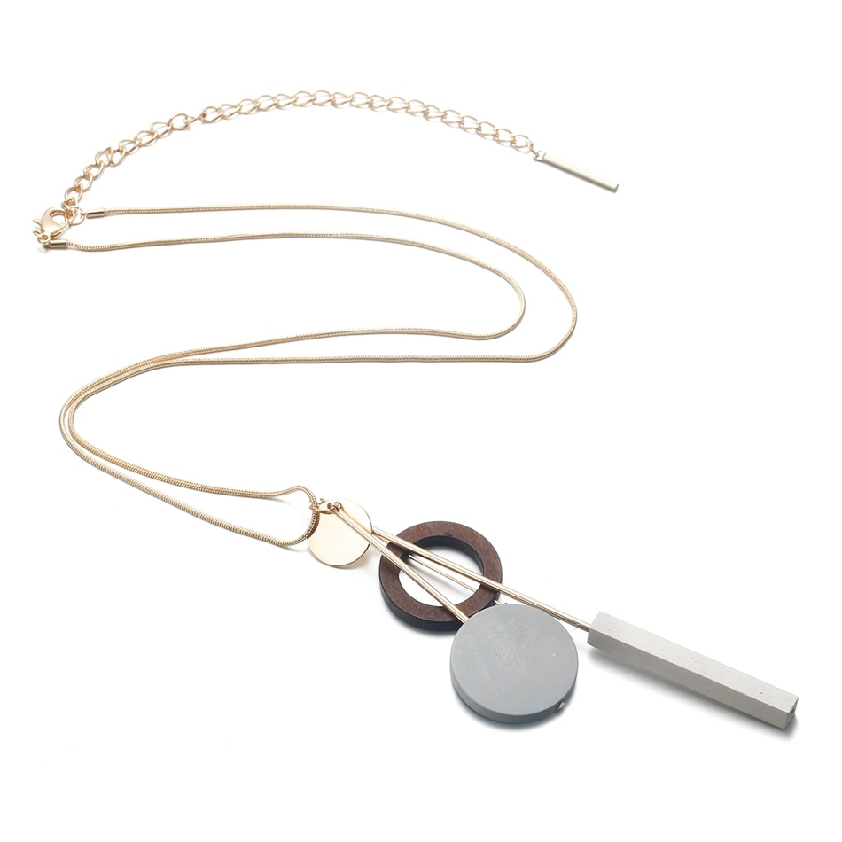 Women's Sweater Long Necklace for Women Geometric Beads Necklaces & Pendants Jewelry Collare Mujer Collier Colar MX086