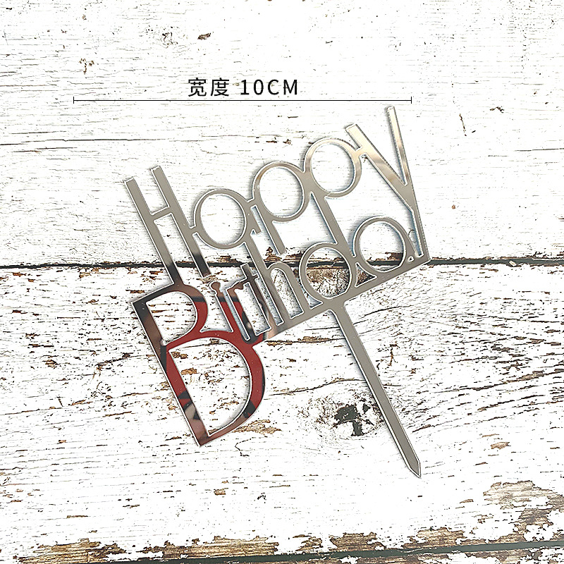 10Pcs/Pack Gold Silver Acrylic Cake Toppers Happy Birthday Cake Toppers For Womens Mens Kids Birthday Party Decor Baby Shower