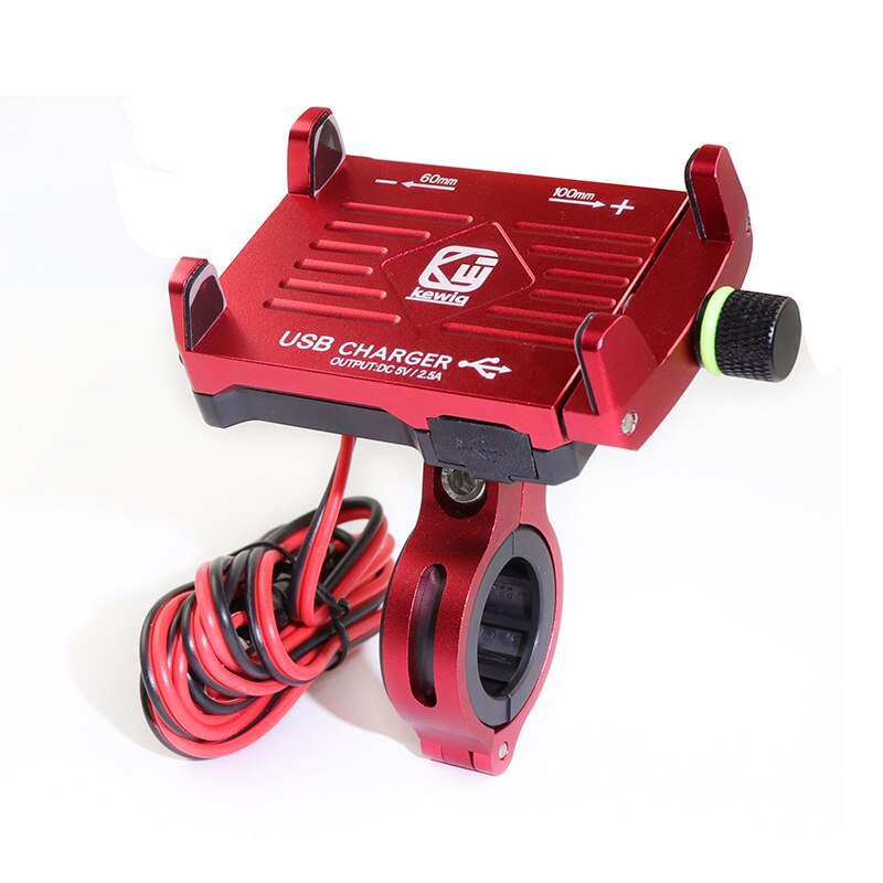 Motorfiets Telefoon Houder Usb Fast Charger Opladen Moto Bike Bracket Mount Stuur Voor Cafe Racer Cruiser Chopper: Rood
