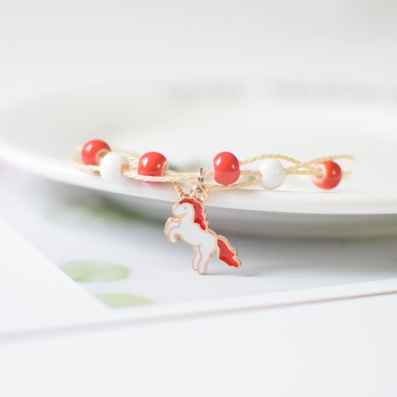Eenhoorn Hanger Keramische Bead Charm Armband Voor Onze Meisjes Verstelbare Ster Fruit Zomer Enkelbandje Sieraden: C
