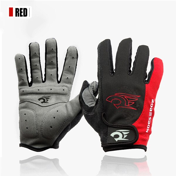 Radfahren Handschuhe Volle Halbe Finger Fahrrad Handschuhe Männer Frauen Sport Fahrrad Anti Unterhose Gel Pad Atmungsaktiv Motorrad MTB Straße Stoßfest: rot voll Finger / L