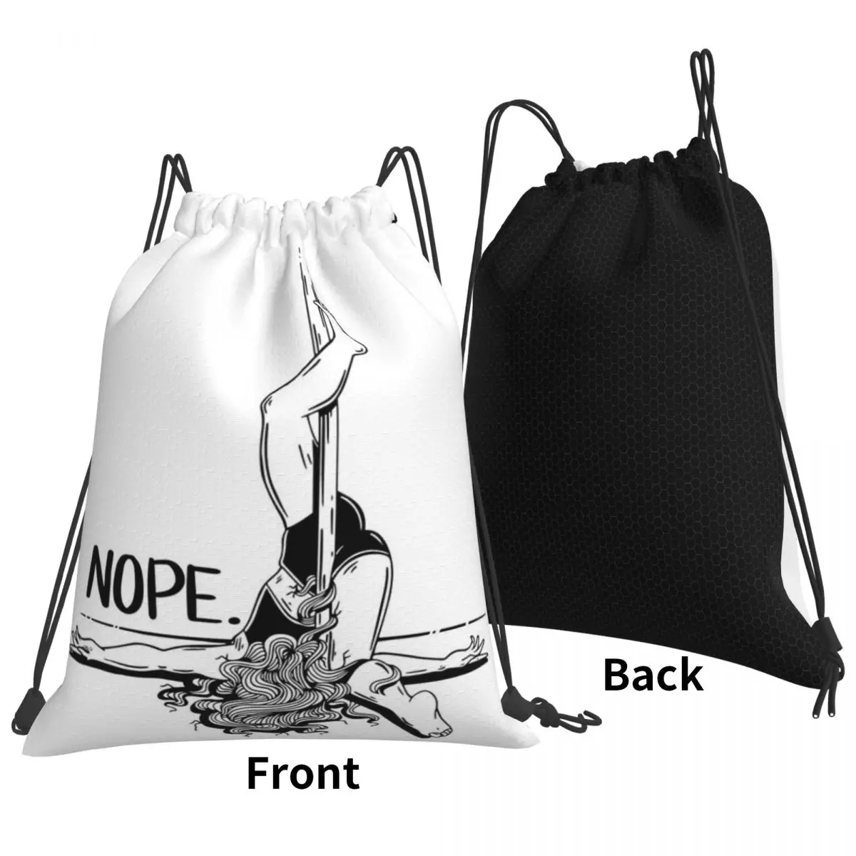 Paaldans Nope-Zwarte Rugzakken Multifunctionele Draagbare Trekkoord Tassen Met Trekkoord Bundel Sporttas Voor Reizen