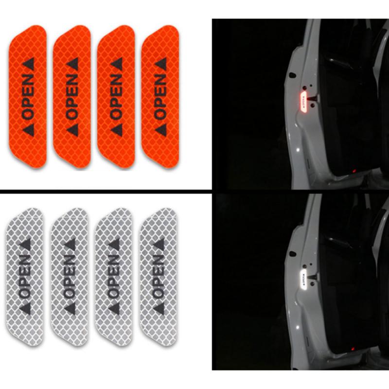 4 Stks/set Auto Reflector Sticker Waarschuwing Reflecterende Auto Reflecterende Strips Veiligheid Reflector Stickers Auto Styling Accessoires