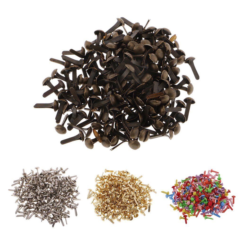 200x tête ronde métal Brad papier attache pour papier de Scrapbooking