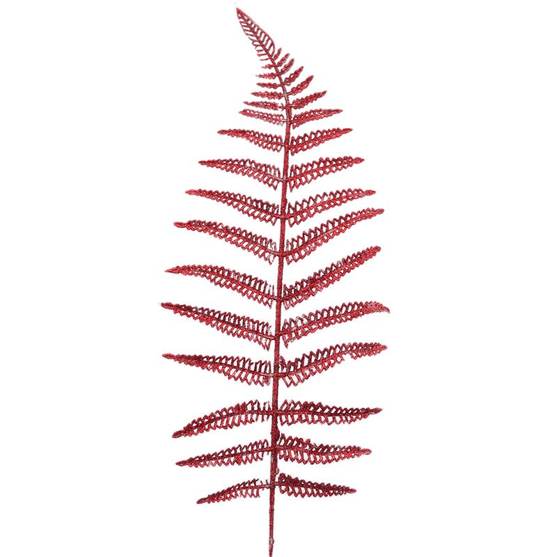 5pcs Set Christmas Artificial Leaves Glitter Hollow Fern Leaf DIY Christmas Tree Decoration Wedding Party Ornaments: Bright Red