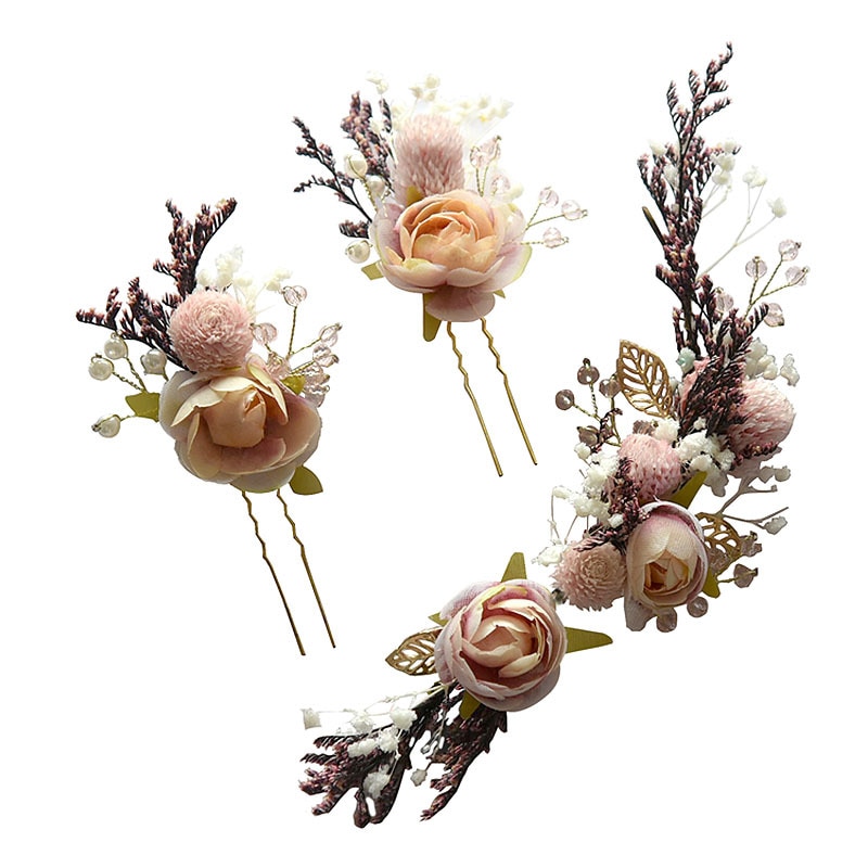 Bride Mori Headdress Dry Lace princess flower Hair Pinch Set Korean bridal Wedding hair Jewelry