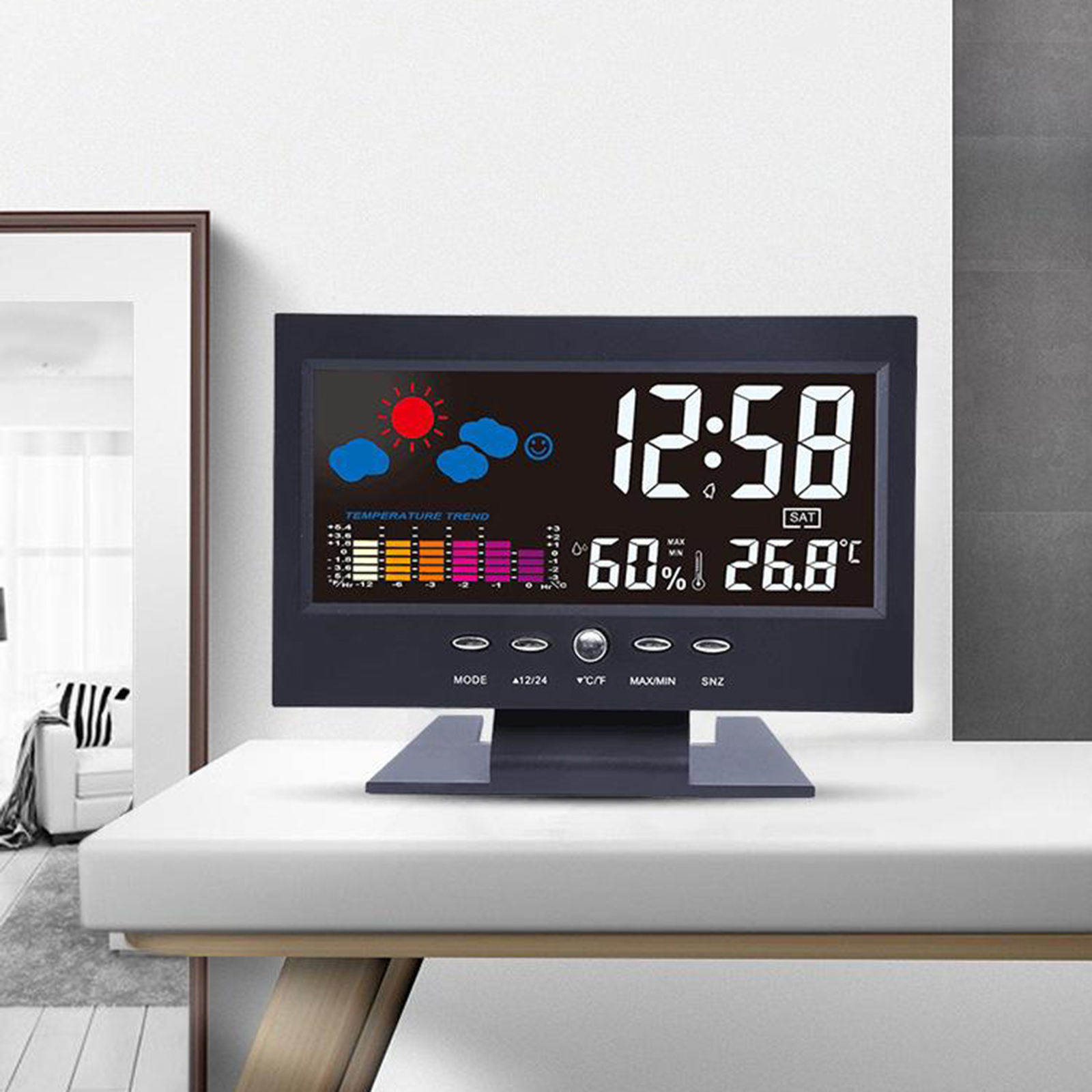 Weather Clock Color Screen Digital Display Thermometer humidity clock Colorful LCD Alarm Calendar Weather