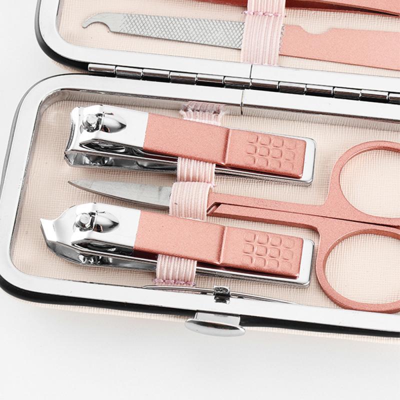 Cortador de unhas portátil 7 pçs/set, aço inoxidável, cortador de unhas, lixa de unha, profissional, kit de viagem, ferramenta de pedicure