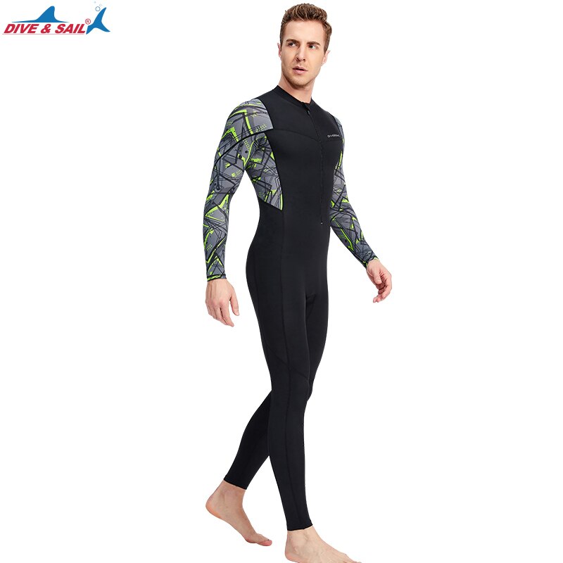 Muta da uomo Full Body muta da surf Scuba Dive Skin Rash Guard One Piece manica lunga Zip frontale Quick Dry Sunsuit UPF50 +
