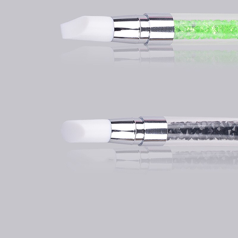 Pincel de silicona suave para decoración de uñas, pluma de pintura de goma de doble cabeza con taladro, para tallado hueco, 1 ud.