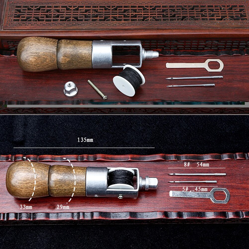 1 Set Leathercraft Lock Stich Nähen Ahle Gewinde Kit Nadeln Nähte Leder Stoff DIY Handwerk Reparatur Werkzeug Haushalt Liefert