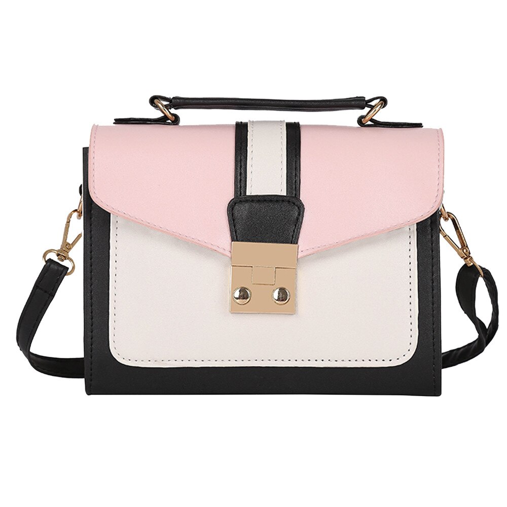 Mode Vrouwen Hit Kleur Schoudertas Messenger Satchel Tote Crossbody Tas Lederen Handtassen Bolsos P: Roze