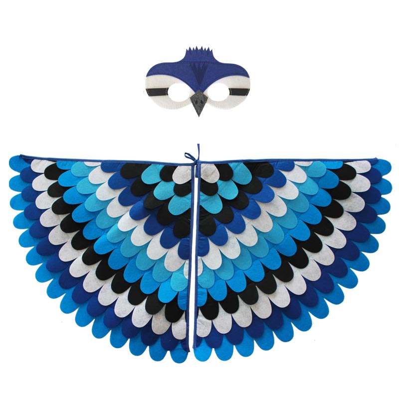 Disfraz de Halloween para niño y niña, traje de Halloween con ala de búho y pájaro con máscara, traje de Halloween para niño y niña, traje de Animal de lujo para niño pequeño, nuevos para niño: W17 Blue jay