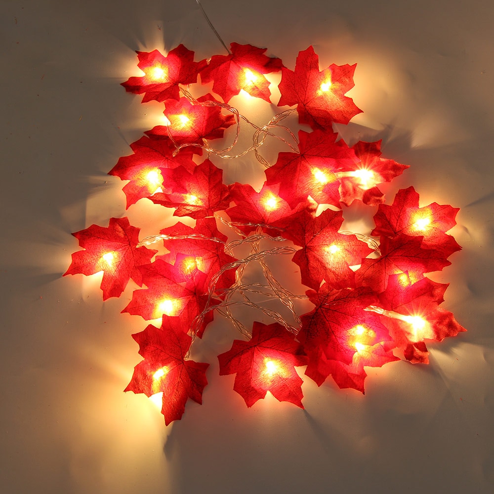 1.5m ahornblade led snor 10 led /3m 20 led aa batteri usb drevne efterårsplanter hegn festlys trappegelænder dekoration