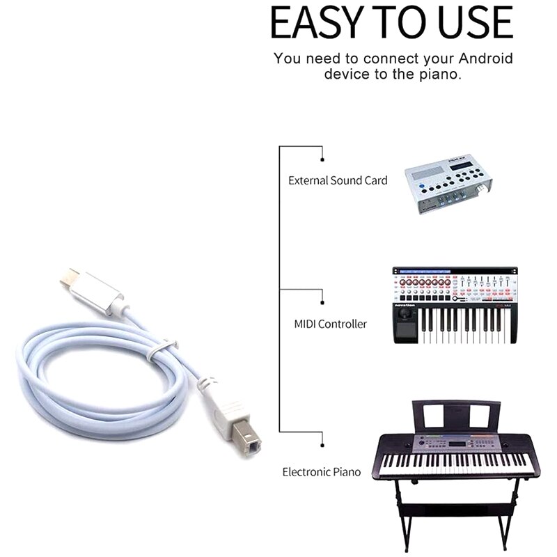 USB Type B To Midi Cable, Adapter Cable, Piano Audio Cable