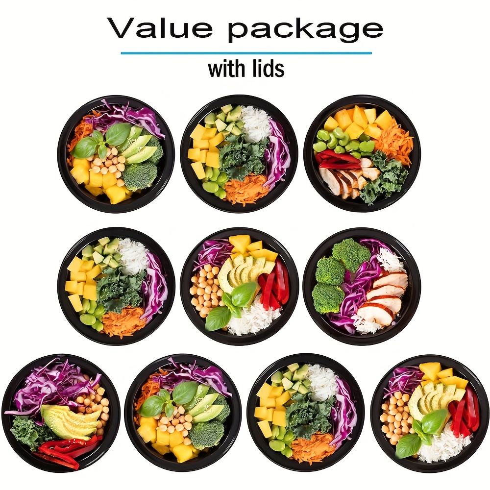 20/50 Stück Einweg-Lunchboxen, stapelbare runde Kunststoff-Salatschüssel, Kühlschrank, Mikrowelle, Geschirr, Lebensmittelaufbewahrungsbehälter