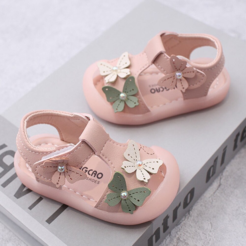Kleinkind Baby Mädchen Sandalen Sommer Cloes Kappe Schuhe mit Schmetterling Anti Unterhose Gummi Sohle Kleinkind Prewalker Erste Wanderschuhe