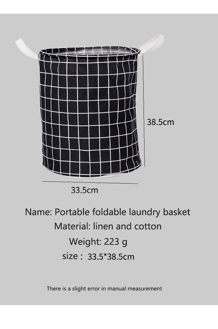 New japanese cotton and linen fabric laundry basket, foldable storage bucket, waterproof laundry basket, storage basket