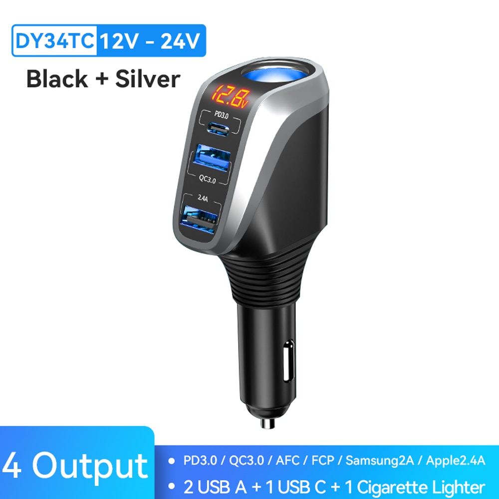Asome Technik usb Auto ladegerät mit 90w zigaretten anzünder erweiterungs anschluss pd scp fcp schnell ladung für iphone samsung huawei: DE