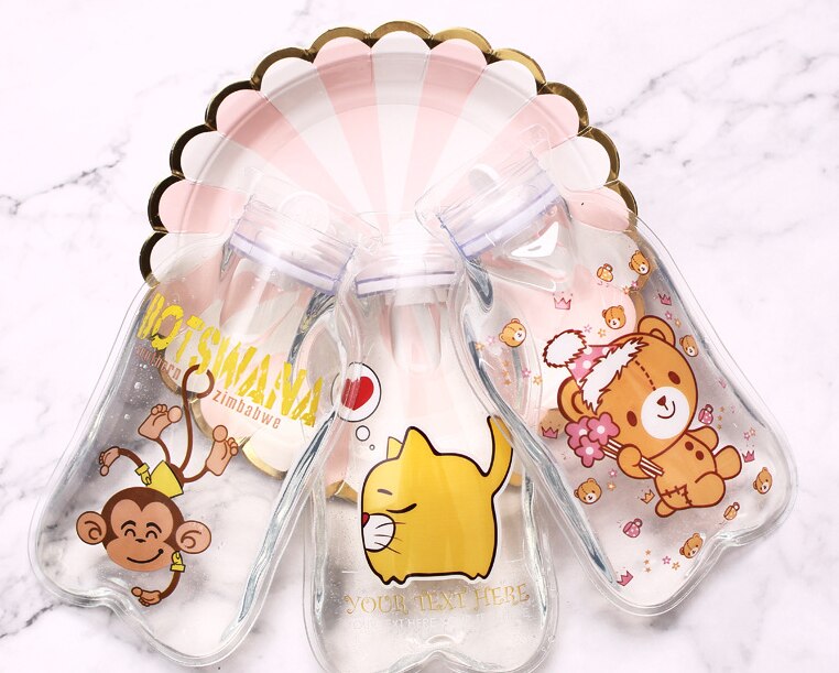 Bella bottiglia di acqua calda trasparente pancia calda tesoro inverno scaldamani riempito mini sacchetti di acqua calda portatili antideflagranti G