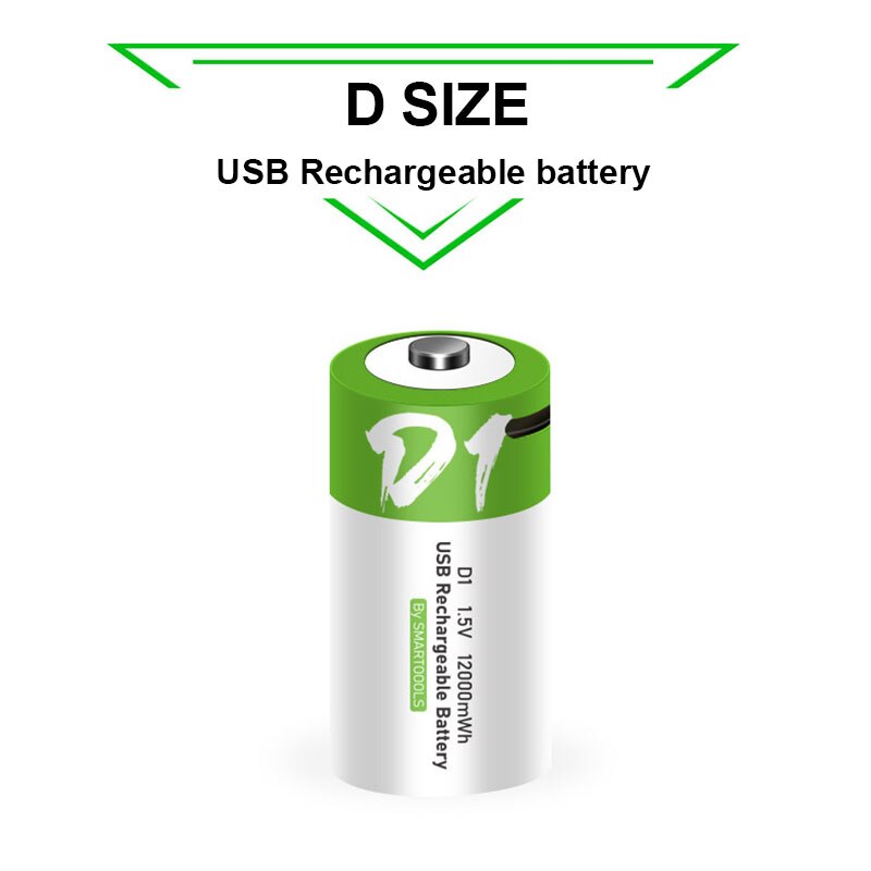 Nuova batteria ricaricabile al litio D dimensioni 12000mwh ricarica USB batterie agli ioni di litio per scaldabagno domestico con stufa a gas naturale