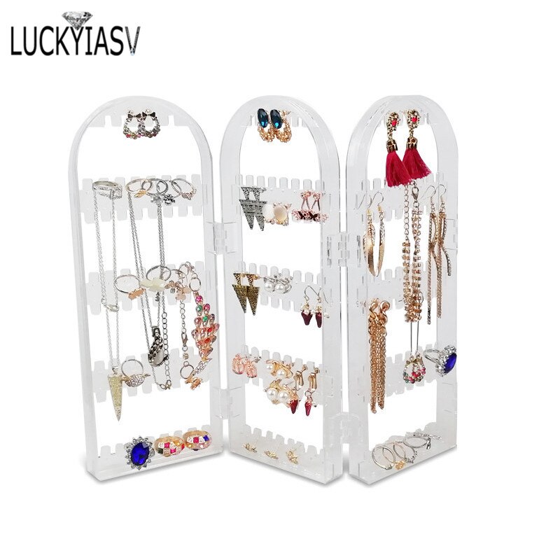 Black 120/180/240/300/360 holes Plastic Earrings Studs Display Rack Folding Screen Earring Jewelry Display Holder Storage Box: 3C-180 holes