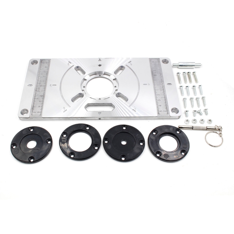 Aluminum Alloy Router Table Insert Plate Table for Woodworking Engraving Flip Board with Rings Milling Trimming Machine: Black