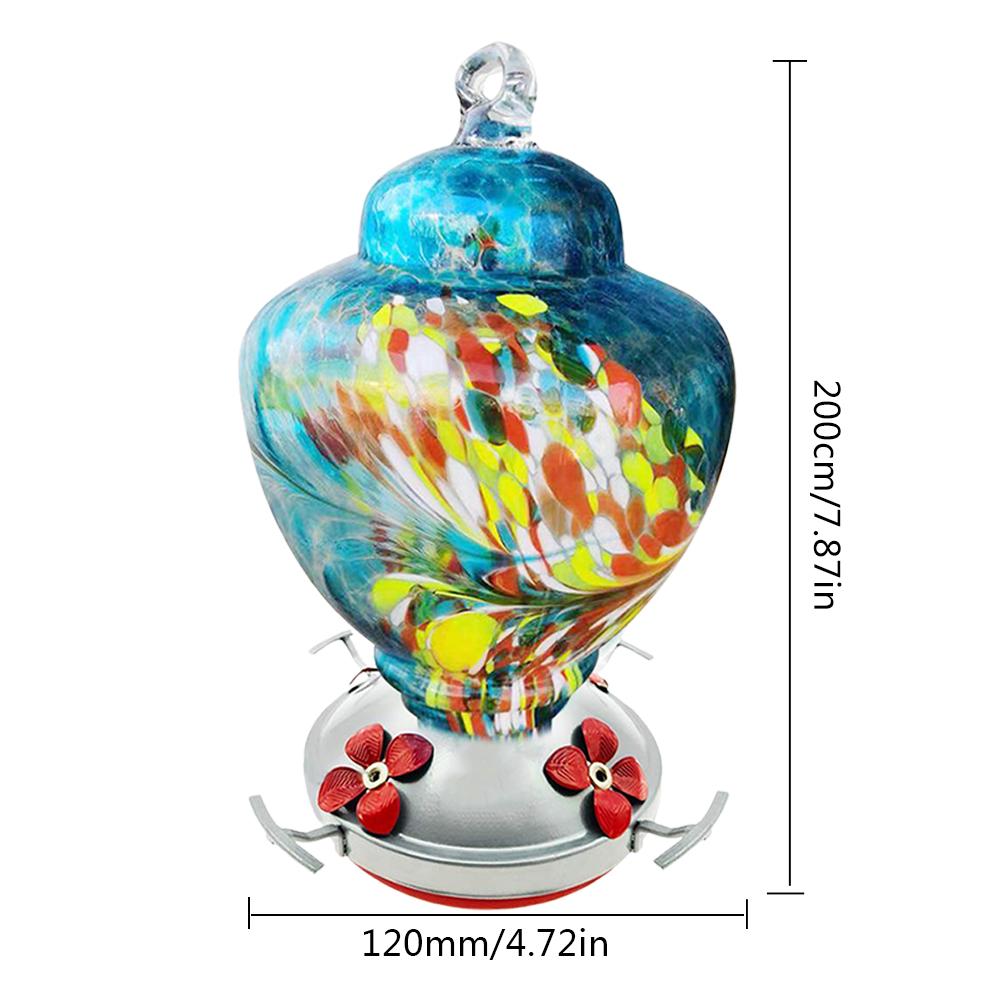 Bird Water Feeder Bottle Hanging Hummingbird Feeder Garden Outdoor Painted Flower Iron Hook Bird Automatic Feeder Water Feeder