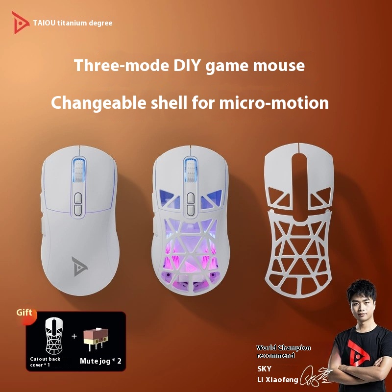 TAIDU TSG809 Hohlloch-Maus mit drei Modi, kabellos, ultraleicht, 2,4 G Gaming, Esports, PCPAW3311, leise Maus, Mikrotasten