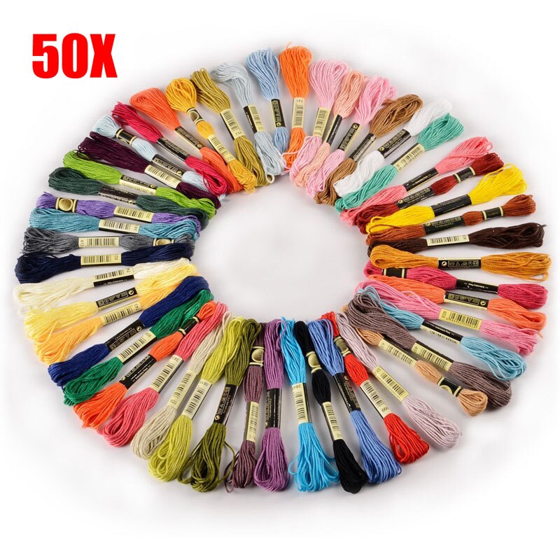 Multicolor Kruissteek Draden Katoen Naaien Strengen Borduurgaren Floss Streng Kit Diy Naaien Gereedschap 50/100Pcs: 50 Random Color