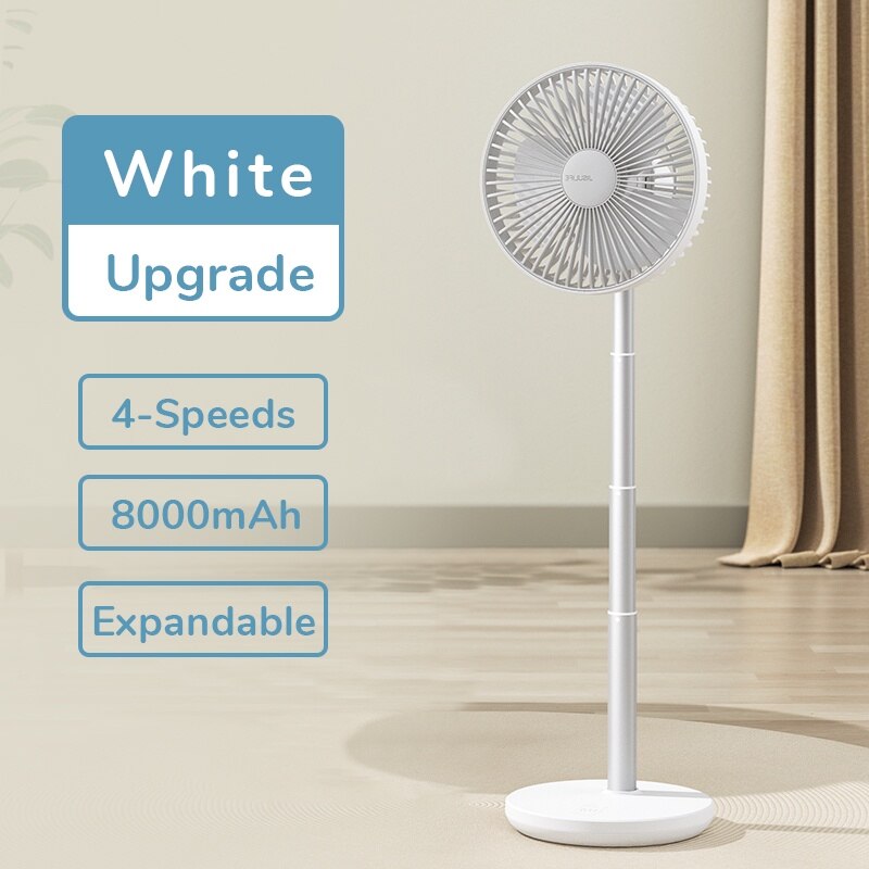 Jisulife Bureau Ventilator Ventilador Portatil Telescopische Vouwen Ventilator Voor Thuis Office 8000Mah Usb Stille Oplaadbare Vloer Fan: timed fan white