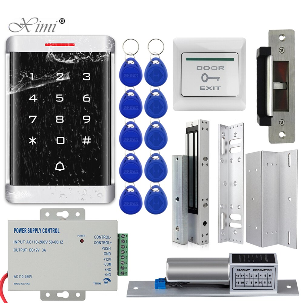 RFID Door Access Control System Kit Access Controller Keypad access + Power Supply + Electric Magnetic Lock Bolt Strike Locks