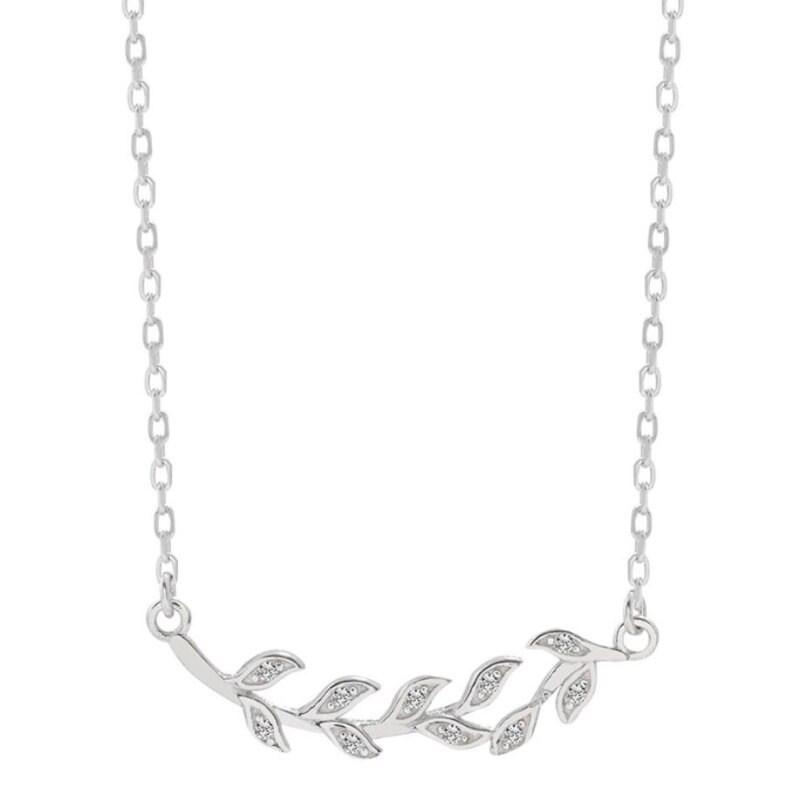 Ramo di Foglie di ulivo Catena Della Clavicola Semplice affrescare dell'argento Sterlina 925 di Temperamento di Modo di Personalità Collana Femminile SNE081