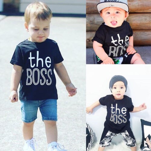 Cotton Toddler Kids Baby Boys T-Shirt Clothes Baby Short Sleeve O-Neck Print Tops T-Shirt Baby Clothing