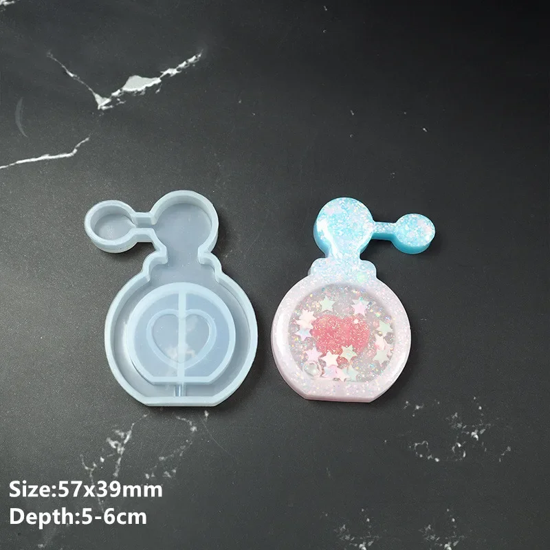 Shaker moldes de silicona resina epoxi oso estrella paleta Shaker molde llavero encantos molde brillante DIY joyería herramienta artesanal: Gris