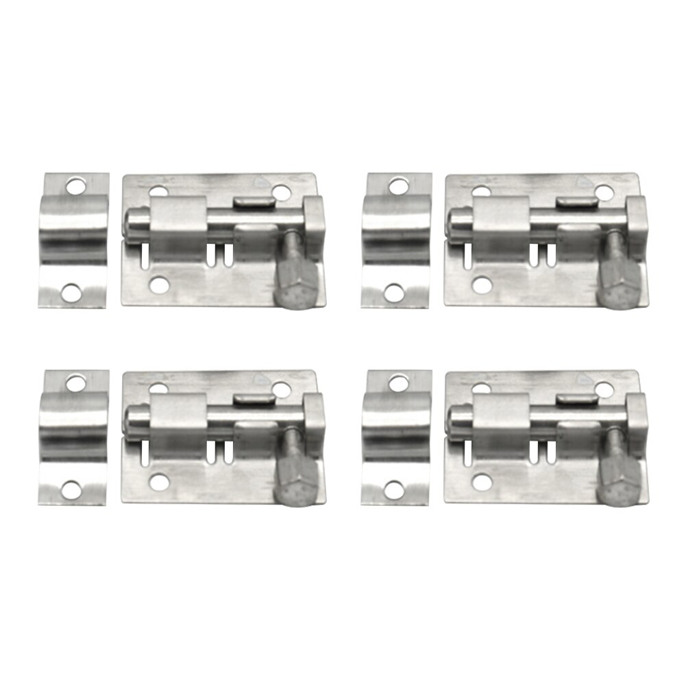4 Pcs Safety Hasp Slide Lock Solid Home Stainless Steel Heavy Duty Gate Door Bolt Hardware Security Latch Window Silver