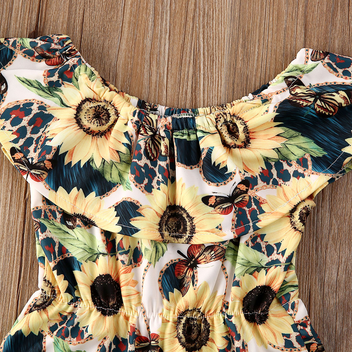 Børn baby pige blomsterprint i ét stykke badedragt børn flæser off shoulder bikini badetøj badestrandtøj 1-5y