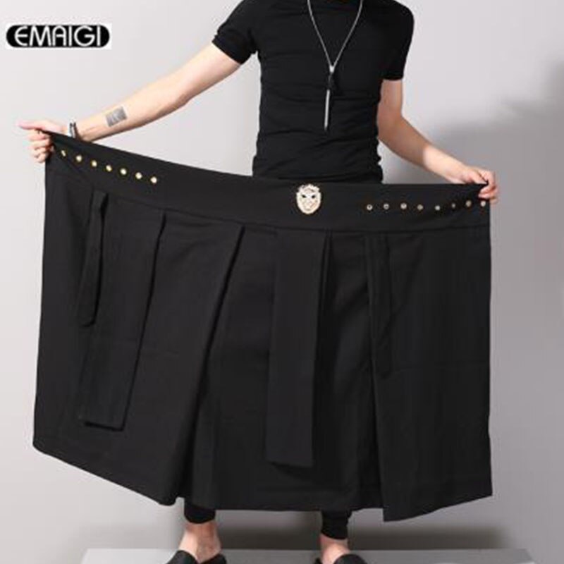 Einstellbare Taille Männer lässig Felsen Schlauch Leopard Kopf Dekoration Punk Hüfte-hüpfen Männlichen Zeigen Hosen verlieren Harem Schlauch