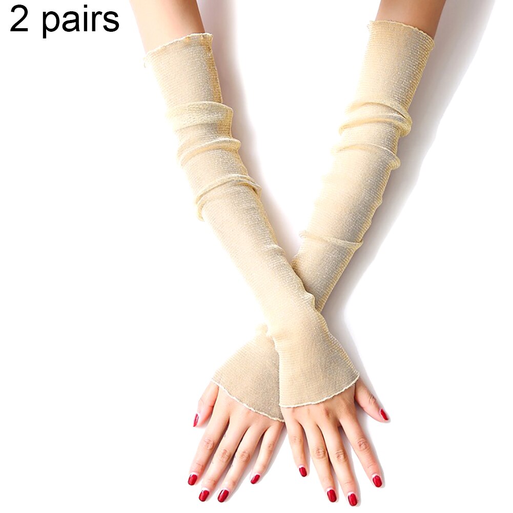 2 Pairs Zomer Arm Mouwen Vrouwen Mannen Arm Cooling Mouwen Arm Been Mouwen Outdoor Zon Bescherming Vingerloze Handschoenen Arm Mouwen