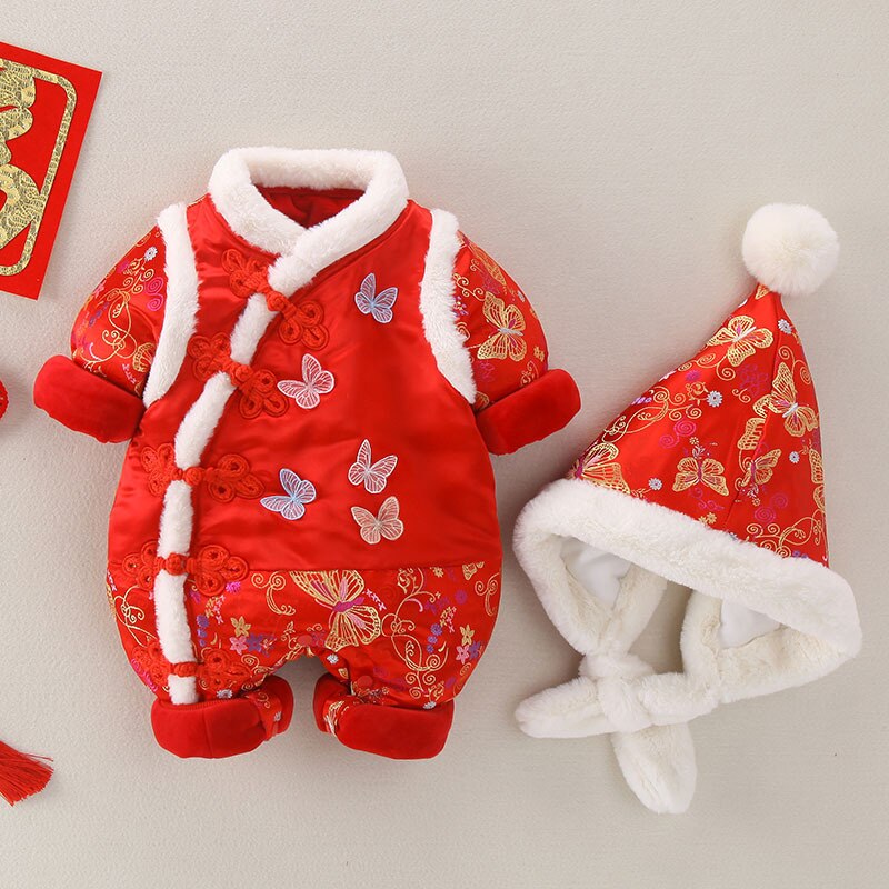 Christmas Newborn Baby Boys Traditional Chinese Costumes Tang Suit Year Girl Boy Hanfu Embroidery Clothing Set