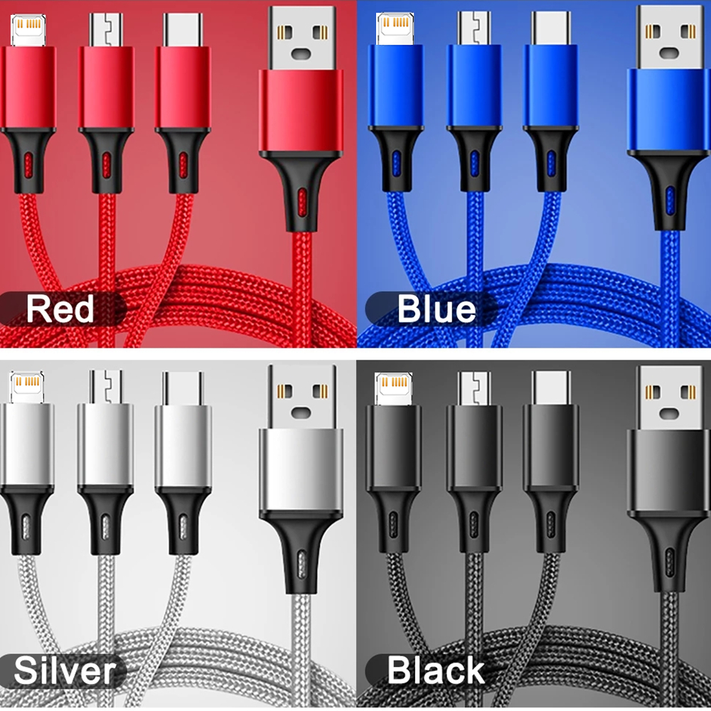 3 In 1 Micro Usb Type C Lader Kabel Multi Usb-poort Meerdere Usb Oplaadsnoer Usbc Mobiele telefoon Draad Voor Samsung S10