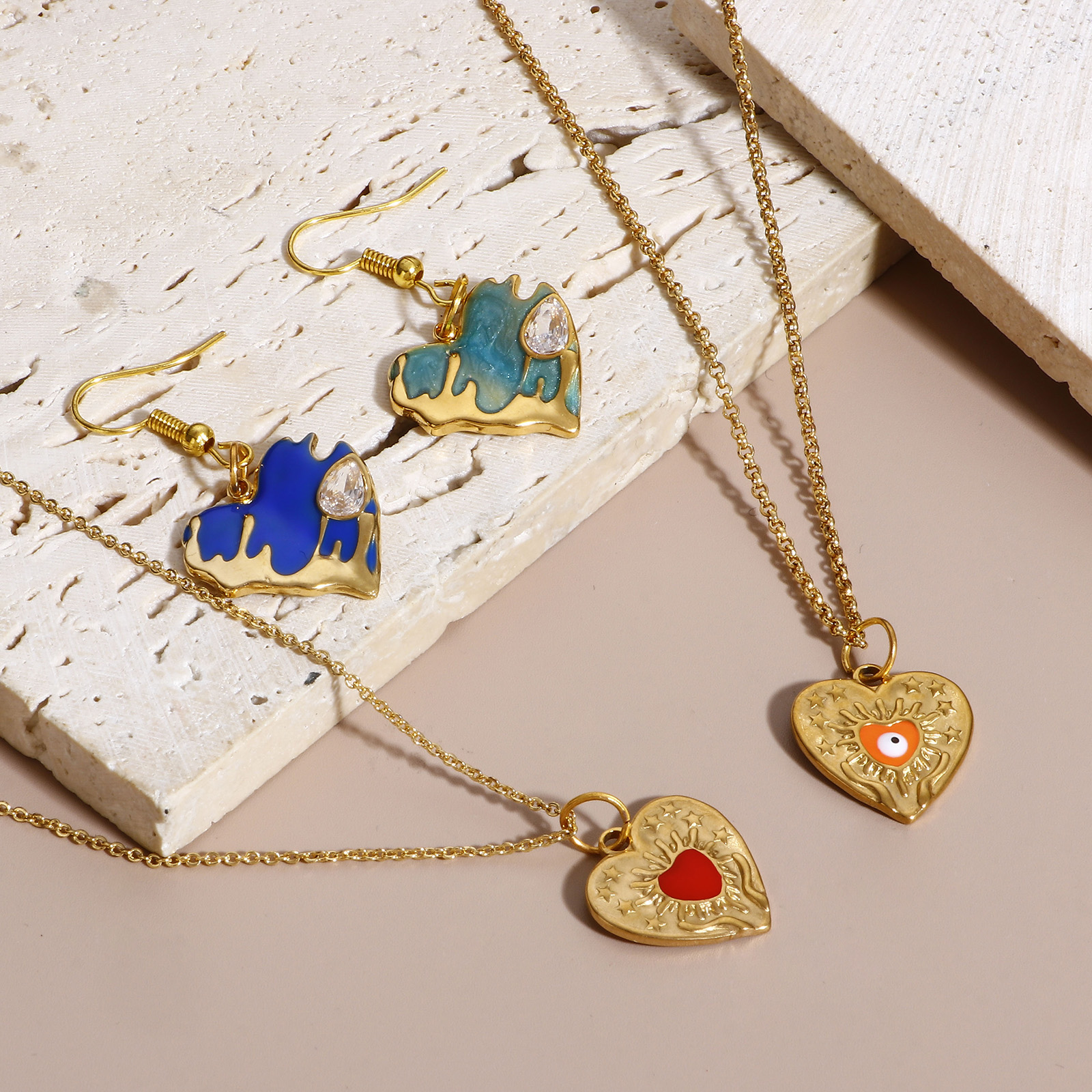 Dijes de corazón de acero inoxidable 304, colgantes de esmalte de mal de ojo religioso para la fabricación de joyas, collar del Día de San Valentín, hallazgos Diy, 1PC