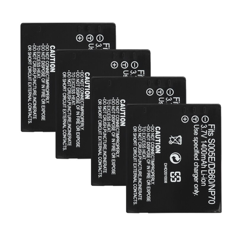 CGA-Batería de CGA-S005 S005E DB60 NP70, 1400mAh, para Panasonic Lumix DMC-FX180 LX1 LX2 LX3 FX01 FX07 FX100: 4 Battery