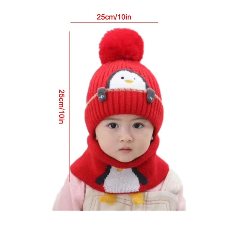 X5QF-gorro tejido de punto para bebé, bufanda de dos piezas, gorros para niños, gorros cálidos con solapa para las orejas, protección para las orejas para niños