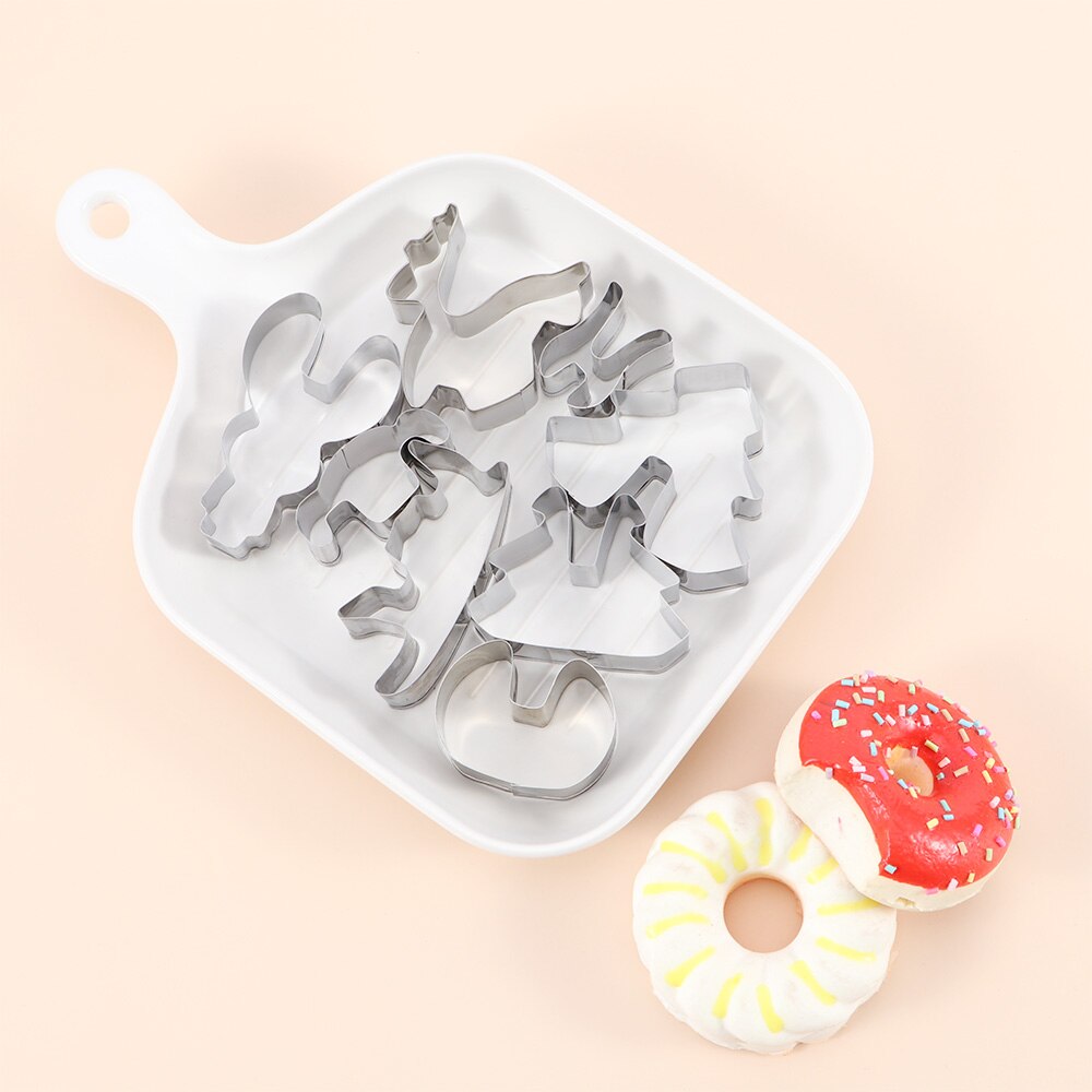 8 Stks/set Rvs 3D Kerst Cookie Cutters Cake Cookie Mold Fondant Cutter Diy Bakken Tools Cakevorm Keuken Benodigdheden