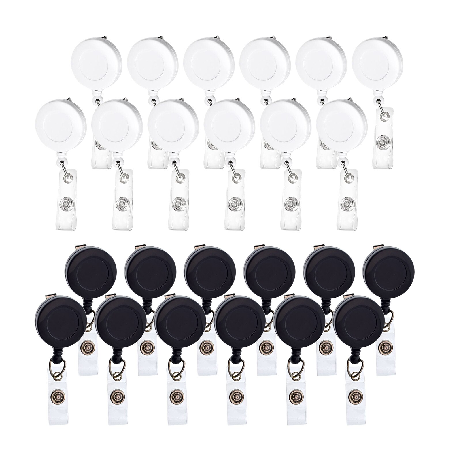 12pcs/Set Retractable ID Badge Holder Reels Key Ring Holders Badge Holder, Heavy-duty Steel Wire Cord