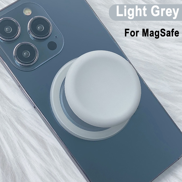 Grippopso Magnetic Cell Phone Holder Griptok Socket 360° With Silicone Cover For Magsafe Grip Finger Ring Holder Stand: Silver