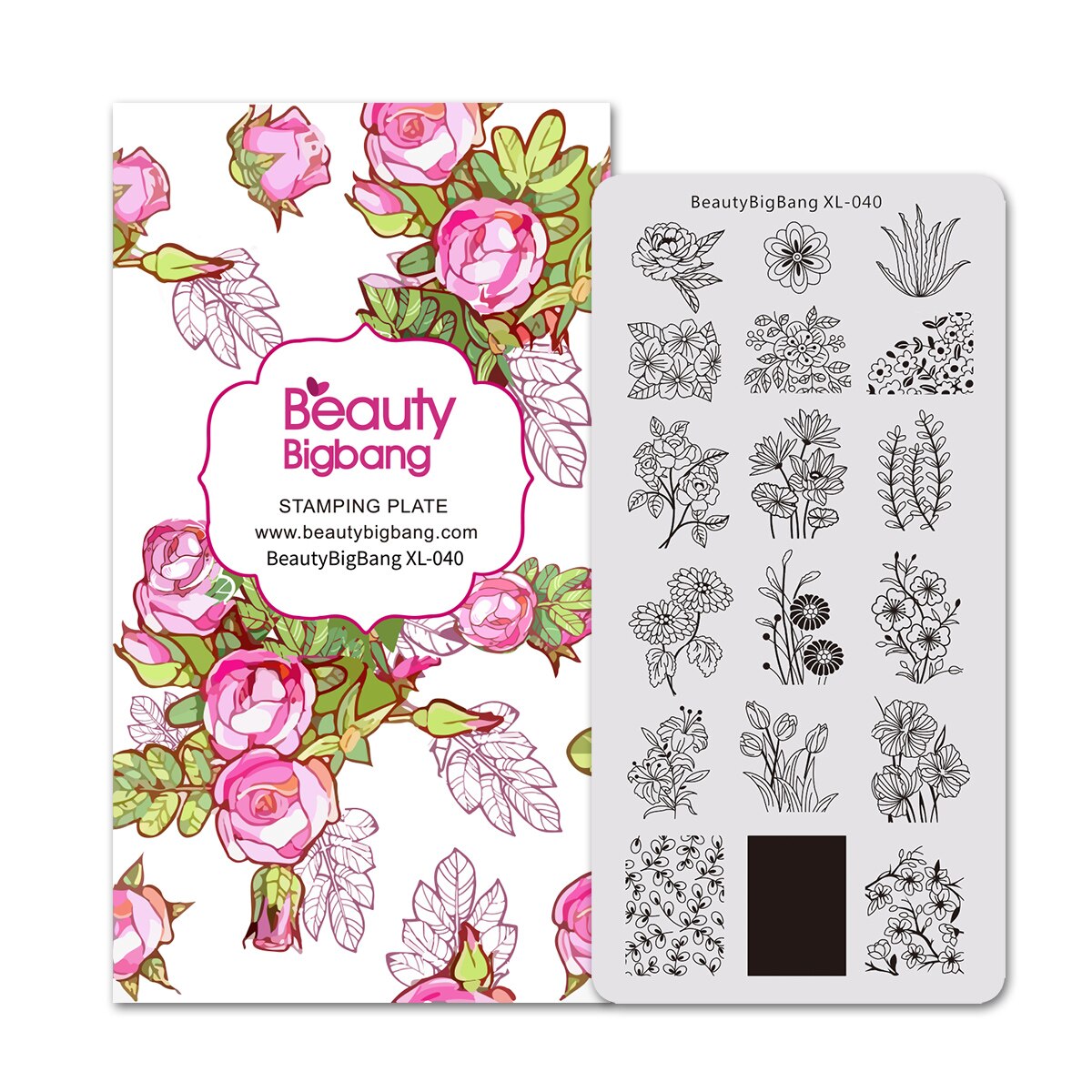 Beautybigbang Nail Stamping Plates Set 10 PCS XL-031-XL-070 Words Flower Animal Geometry Tree Ring Style Image Nail Art Template